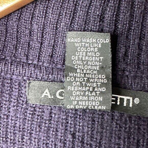 A. Giannetti Purple Merino Wool Blend Cardigan Sweater L Shawl Collar Longline - Picture 7 of 11